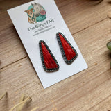 ***MJ Red Spiny Oyster Triangle Earrings