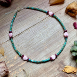 Color Pop Summer Necklace – Turquoise, Purple Spiny & Pink Conch 16"