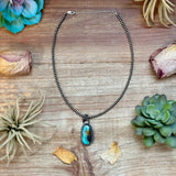 ***FREE Sterling Silver Pearl Necklace + MJ Long Oval Turquoise Pendant