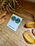 Cluster Turquoise Stud Earrings – Native Made, Sterling Silver