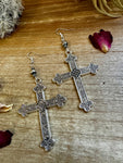 Cross earrings with 6 mm sterling silvers pearls