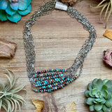 Mojave Turquoise, Spiny Oyster & Sterling Silver Pearl Paperclip Necklace