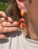 Spiny Oyster & Orange Cluster Earrings – Dangle with Stud Post
