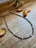 15" White Opal Necklace with Sterling Silver Pearls