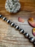 35 inch necklace - 14 mm & 10 mm saucer Sterling Silver Pearls