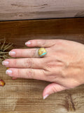 Small Ring - Size 8 1/2 - Ribbon Turquoise & Sterling Silver