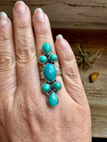 Adjustable Ring – Green Turquoise – Sterling Silver