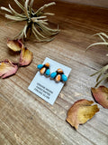 Stud Earrings – Orange Spiny & Turquoise (Stamped Marcella James)