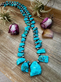 NFR Collection Necklace – 8mm Sterling Silver Pearls with Graduated Turquoise – Handmade by The Bijoux FAB – 34"