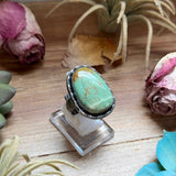 MJ Green Turquoise Ring – Sterling Silver Adjustable Band