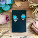 45 - Sterling Silver Kingman Turquoise Stud Earrings by Shay Pfeiffer