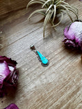 Teardrop Pendant with Kingman Turquoise – Option 2 – Sterling Silver – Native Made by SF – Fits 5mm