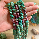 Graduated Green Turquoise & Purple Spiny Oyster Necklace