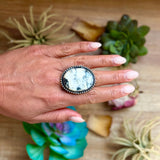 MJ White Buffalo Ring – Sterling Silver Adjustable Band