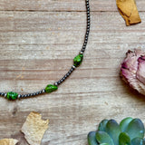 Green Nugget Turquoise & Sterling Silver Pearl Necklace