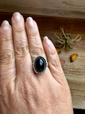 Adjustable Ring – Black Onyx – Sterling Silver – Oval Shape