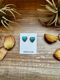 Heart-Shaped Kingman Turquoise Stud Earrings