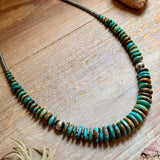 Graduated Green Turquoise Necklace 22 inch