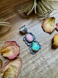 Pink Conch & Sonoran Gold Turquoise Pendant – Sterling Silver by Gilbert Nez