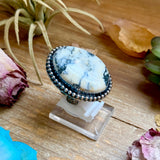 MJ White Buffalo Ring – Sterling Silver Adjustable Band