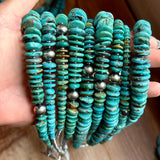 Turquoise Graduated Necklace with Hematite & Sterling Silver Accents – 23”