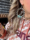 Hoops Earrings - American Rodeo Collection - Sterling Silver Pearls & Turquoise