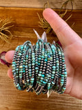 African Turquoise & Sterling Silver Pearl Bracelet – 3mm