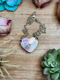 101 - Sterling Silver Kingman Turquoise Heart Bar Necklace by Jason Ogg