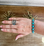 Cuff Bracelet – Kingman Turquoise – Sterling Silver – Reed Charley, Navajo Handmade
