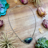 104 - Sterling Silver Black Hills Turquoise Bar Necklace by Jason Ogg