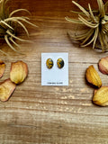 Oval Bumblebee Jasper Stud Earrings – Sterling Silver, Native Made by K.S., USA