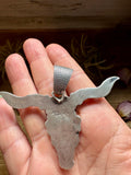 Longhorn Pendant with Gold Accent – Sterling Silver – Native Made by Leroy James