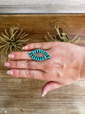 Turquoise Ring – Kingman Turquoise – Sterling Silver – Size 8 – TB Stamp by Tamara Benally, Navajo Artist