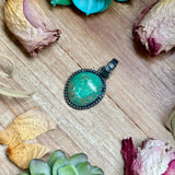 MJ Green Turquoise Sterling Silver Pendant – Free Form Round