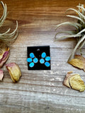 Blue Opal Half-Cluster Stud Earrings – Sterling Silver, One of a Kind