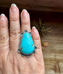 Kingman Turquoise Ring – Size 7.5, Sterling Silver, Stamped KB