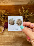 Square Cross Stud Earrings with Longhorn Skull – Sterling Silver