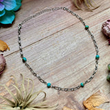Turquoise Chain Necklace – 14"  – Larger Chain