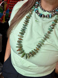 34-Inch Natural Shell & Turquoise Nugget Necklace