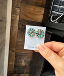 Cluster Turquoise Stud Earrings – Native Made, Sterling Silver