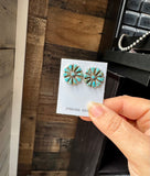 Cluster Turquoise Stud Earrings – Native Made, Sterling Silver