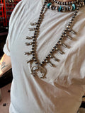 Squash Blossom–Style Necklace – Sterling Silver – 10mm Beads – 30"