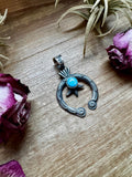 Naja Pendant with Golden Hill Turquoise – Sterling Silver – Native Made by KB – Fits 8mm