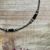 Sterling Silver Pearl & Black Onyx Necklace – 15" Plus Extender