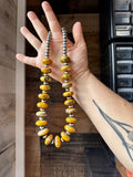 20 inch - American Rodeo Collection - 10 mm Saucer Sterling Silver Pearls & Bumblebees Jasper