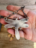 Dragonfly Pendant Necklace – Kingman Turquoise & Red Spiny Oyster – 19 Inch Sterling Silver Dragon Paperclip Chain