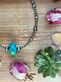 16” Turquoise Statement Necklace – Sterling Silver Pearls