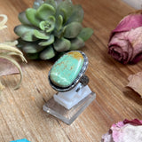 MJ Green Turquoise Ring – Sterling Silver Adjustable Band