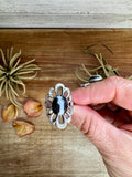 White Buffalo Flower Ring – Native Made Sterling Silver (Sizes 6.5 & 7.5)