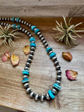 39 inch - American Rodeo Collection - 14 mm Sterling Silver Pearls & Turquoise
